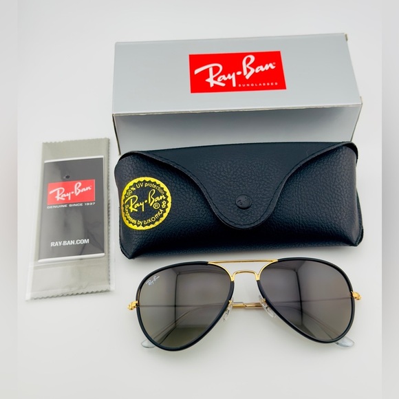 Ray-Ban Aviator Full Color Legend Sunglasses RB3025JM Black&Gold with Gray Lens main image 11